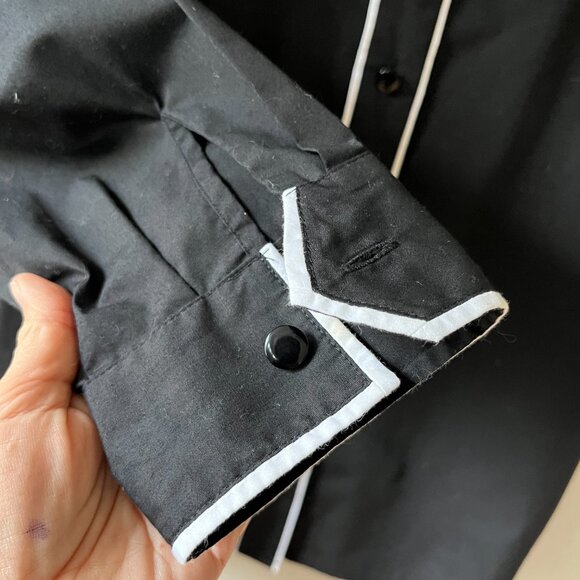 Bob Mackie Sz L Wearable Art Shirt Womens Black Embroidered Western Button Up - Picture 6 of 9